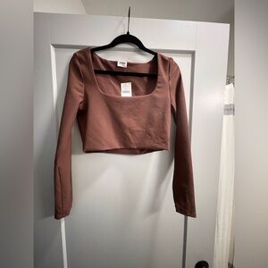 Cotton On brown square neck crop top NWT